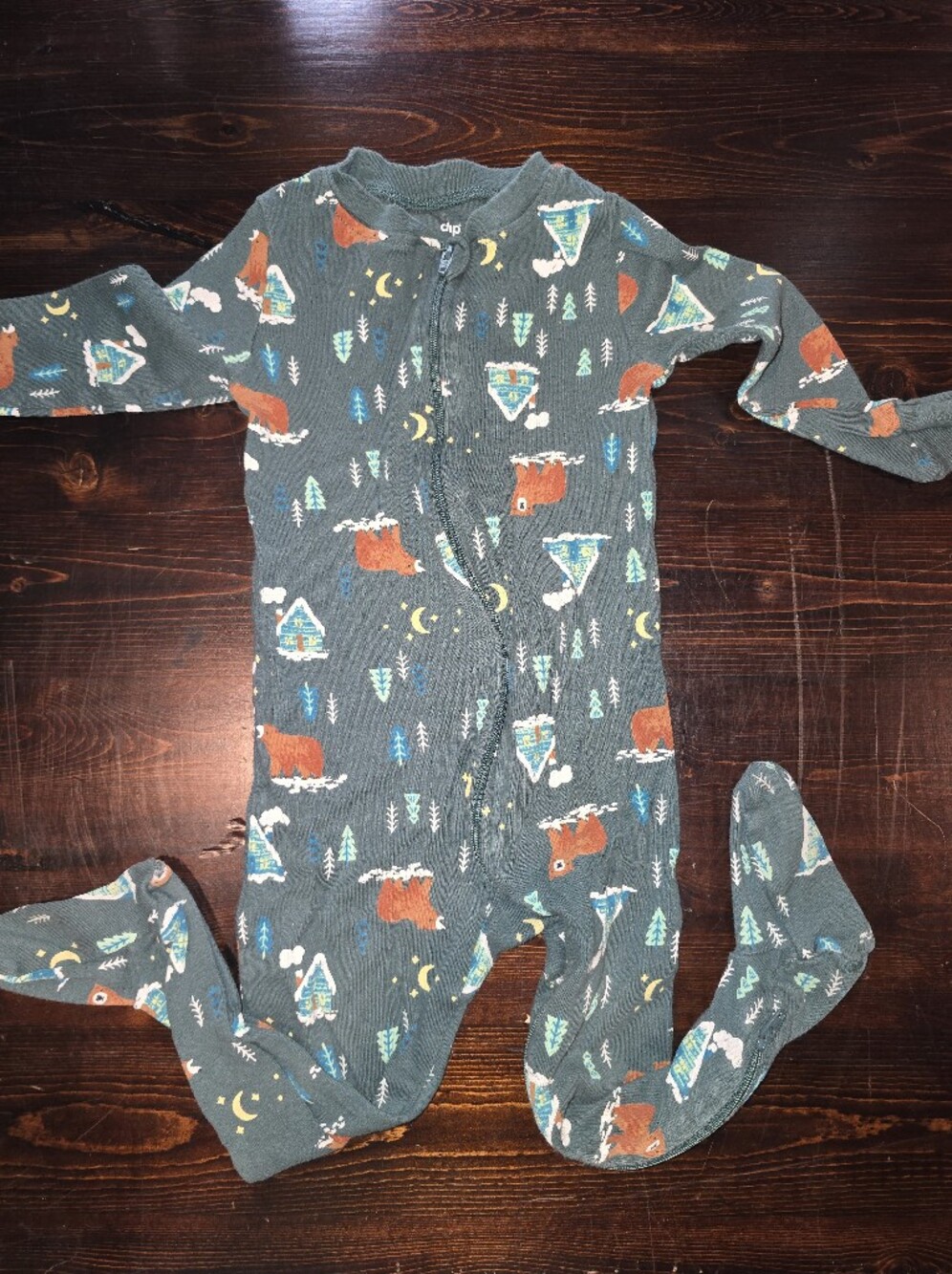 dip Toddler Baby Boys / Girls Footed Sleeper Pajamas | Bears & Cabins Print |